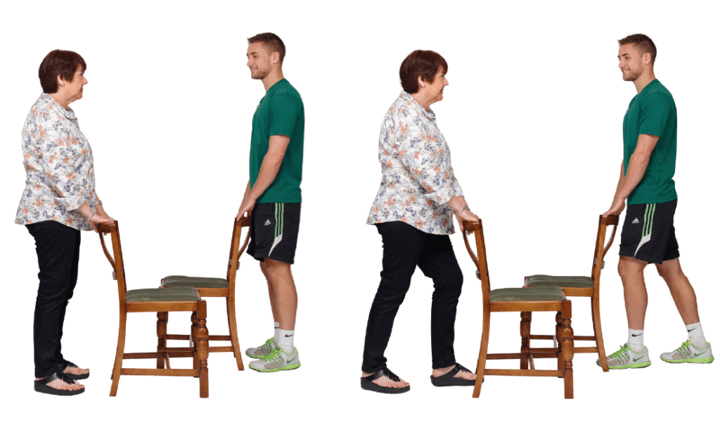 Calf stretch for the elderly.