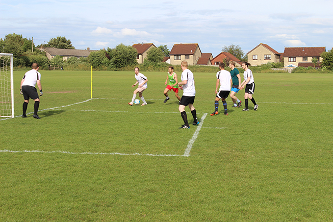 Image of players during Oak Tree Mobility charity football match