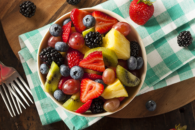 Heallthy Organic Fruit Salad with Berries Pineapple and Grapes