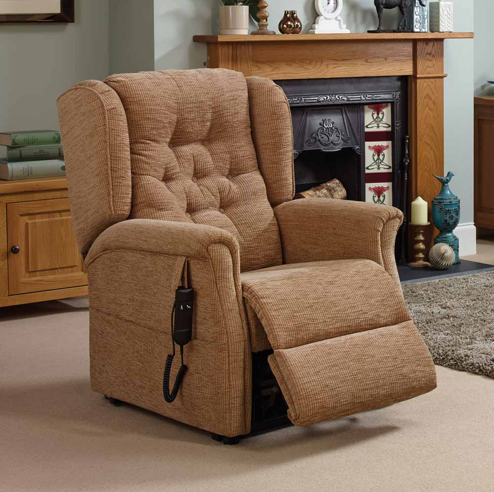 Button back rise and recline chair by Oak Tree Mobility