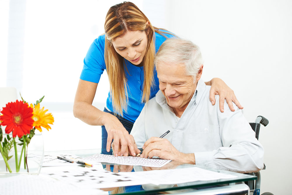 Elderly man getting treatment for dementia