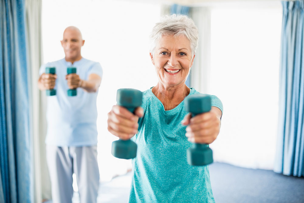 Elderly people exercising